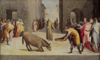 St. Antonius van Padua en het wonder van de ezel, 1537 door Domenico di Pace Beccafumi  